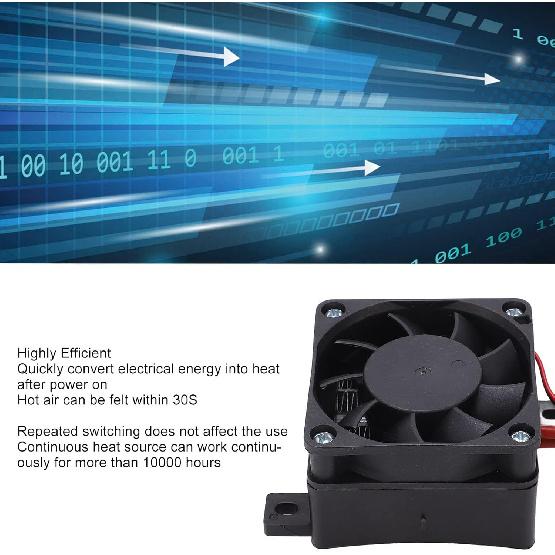 Air Heater, PTC Ceramic Heating DC12V 50W Constant Temp Reinforced Nylon Shell PTC Air Heater Insulation Temperature 2.4 X 2.4 X 1.7in Car Fan Heater