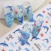 1 Sheet Holographic Jellyfish Dolphin Nail Art Stickers 3D Mermaid Ocean Shell Nail Decals Adhesive Ocean Beach Designs Nails