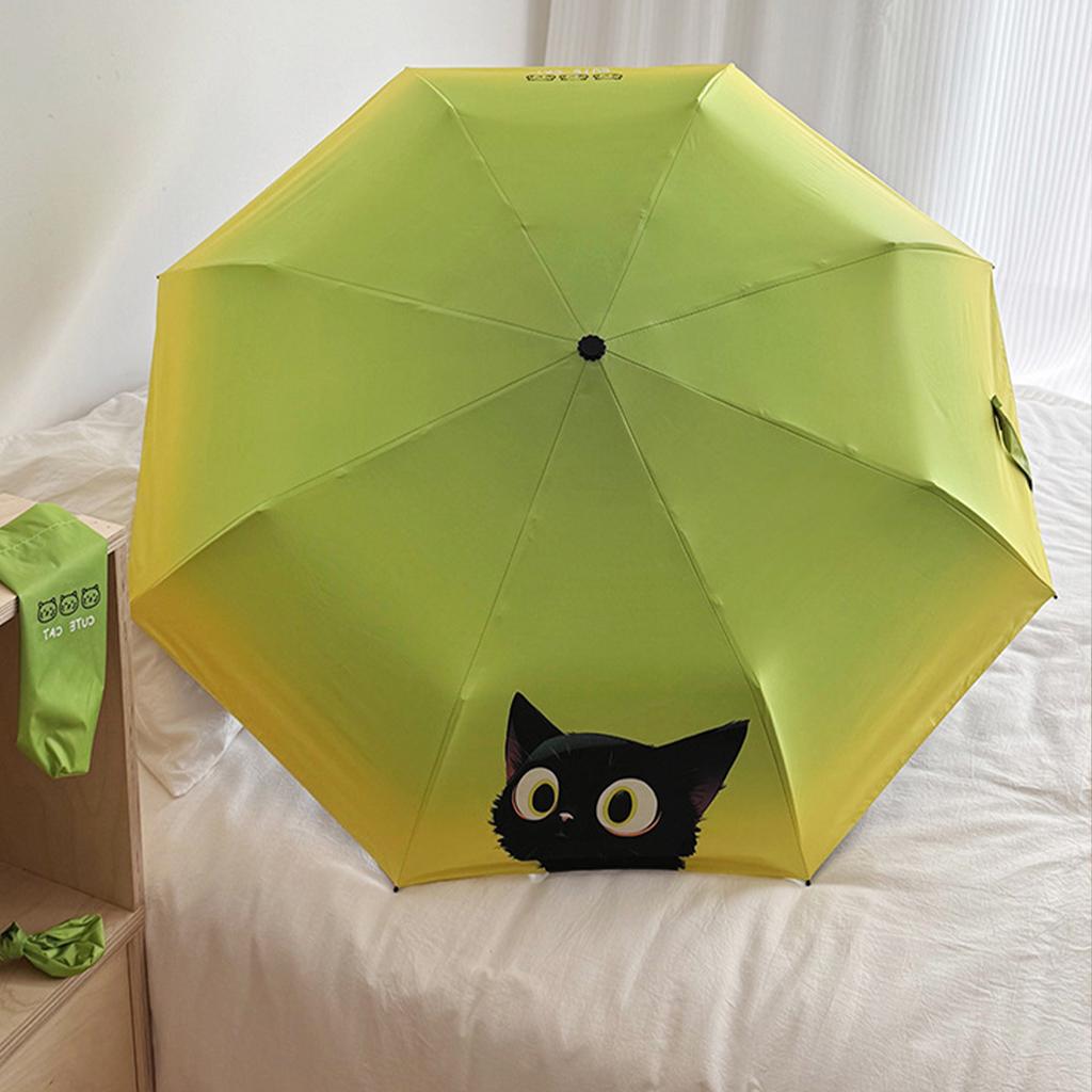 Fully automatic umbrella for both rain and wind resistance, student cartoon cute and lightweight folding, small and fresh sun um