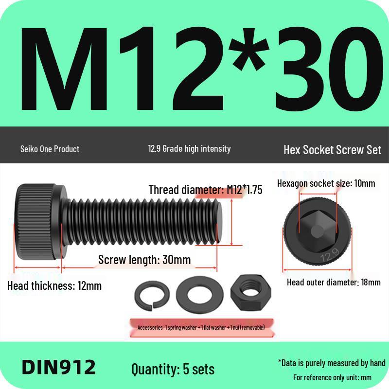 12.9 High Strength Socket Head Cap Screw and Nut Set M8-M16.