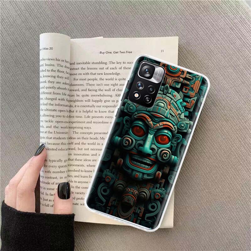 Husă Telefon Piatră Aztecă Maya Pentru Redmi Note 13 12 Pro Plus 14 15 Pro 5G 11 11T 11E 11S 10 Pro 10S 9 9S Cover Cell TPU Transparent Capa