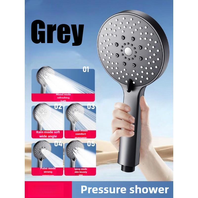 

Большая лейка для душа 5 режимов Портативные душевые аксессуары Принадлежности для ванной комнаты Ручка для душа Полный набор аксессуаров серый