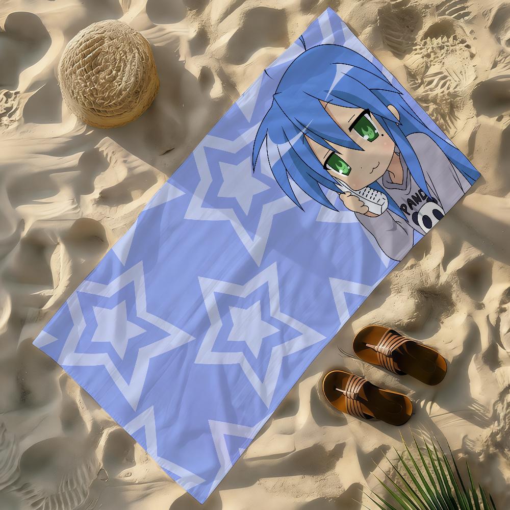 Anime Kawaii L-Lucky Star Cute Towel Soft Lightweight Anti-Sand Large Beach Towel Quick-Drying Bath Sports Family