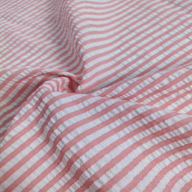 Thin Seersucker Plaid Fabrics By Meters for Summer Clothes Dress T-shirts Shirt Sewing Strip Needlework Soft Cloth Red Pink Blue