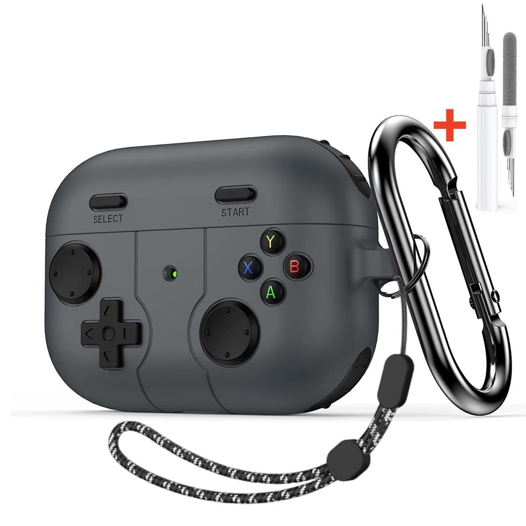 for Airpods Pro 3 Case with Keychain Soft Silicone Protective Classic Game Console Design Case Cover for Airpods Pro 3 (Black)