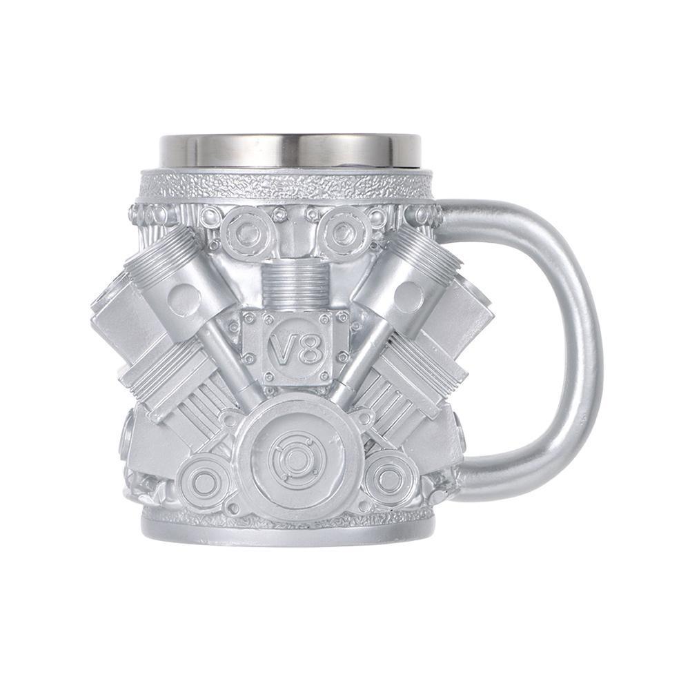 V8 & V6 Engine Design Coffee Mug Multi-Purpose Tea Cup Creative Stainless Steel Mug Restaurant