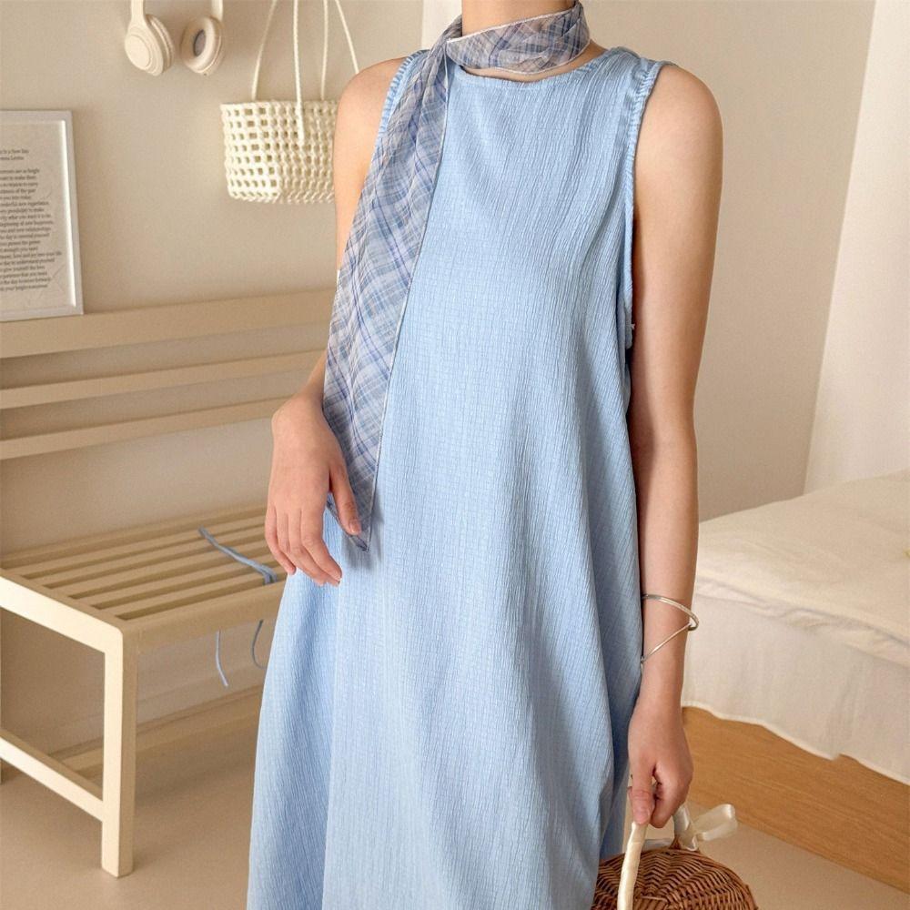 Cravat Flower Scarf Bow Ties Long Ribbon Scarves Plaid Pattern Long Silk Scarf  Scarf Accessories