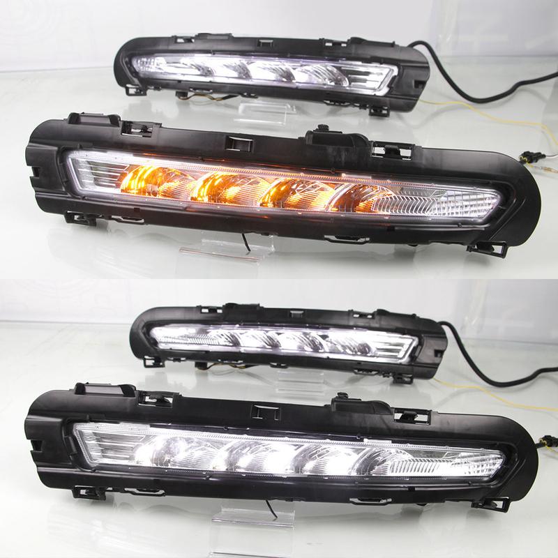 Car DRL For Ford Mondeo Fusion 2011 2012 2013 Foglight Driving Daytime Running Light fog lamp Daylight with Yellow turn signal