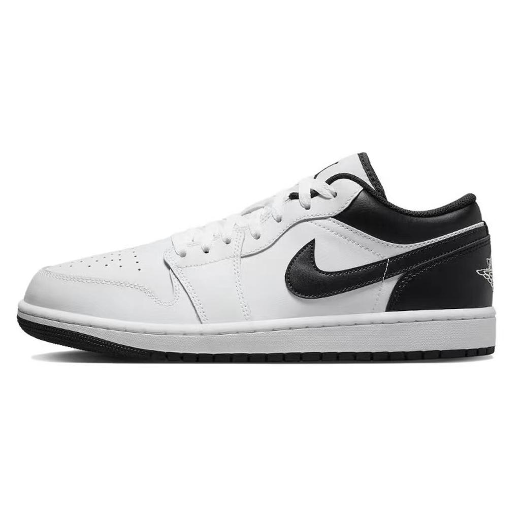 Jordan Air Jordan 1 Low Leather Cushioning Slip Resistant Low Top Vintage Basketball Shoes Men's Black White 553558-132(Team44-)