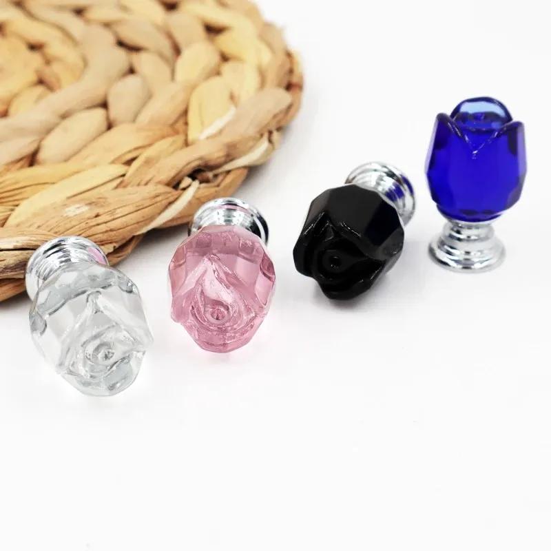 1/4Pcs Retro rose crystal drawer handle jewelry box European style natural color