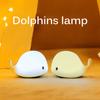 Rechargeable Children's LED Night Light Animal Night Light Silicone Soft Cartoon Whale Dolphins Lamp for Kids Decoration