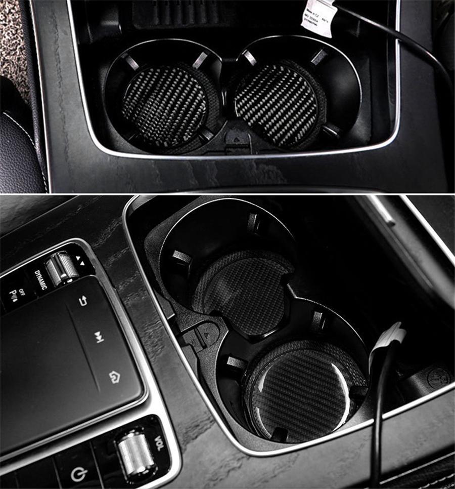 2Pcs Carbon Fiber PVC Car Cup Holder Pad Water Cup Slot Anti-slip Mat Universal