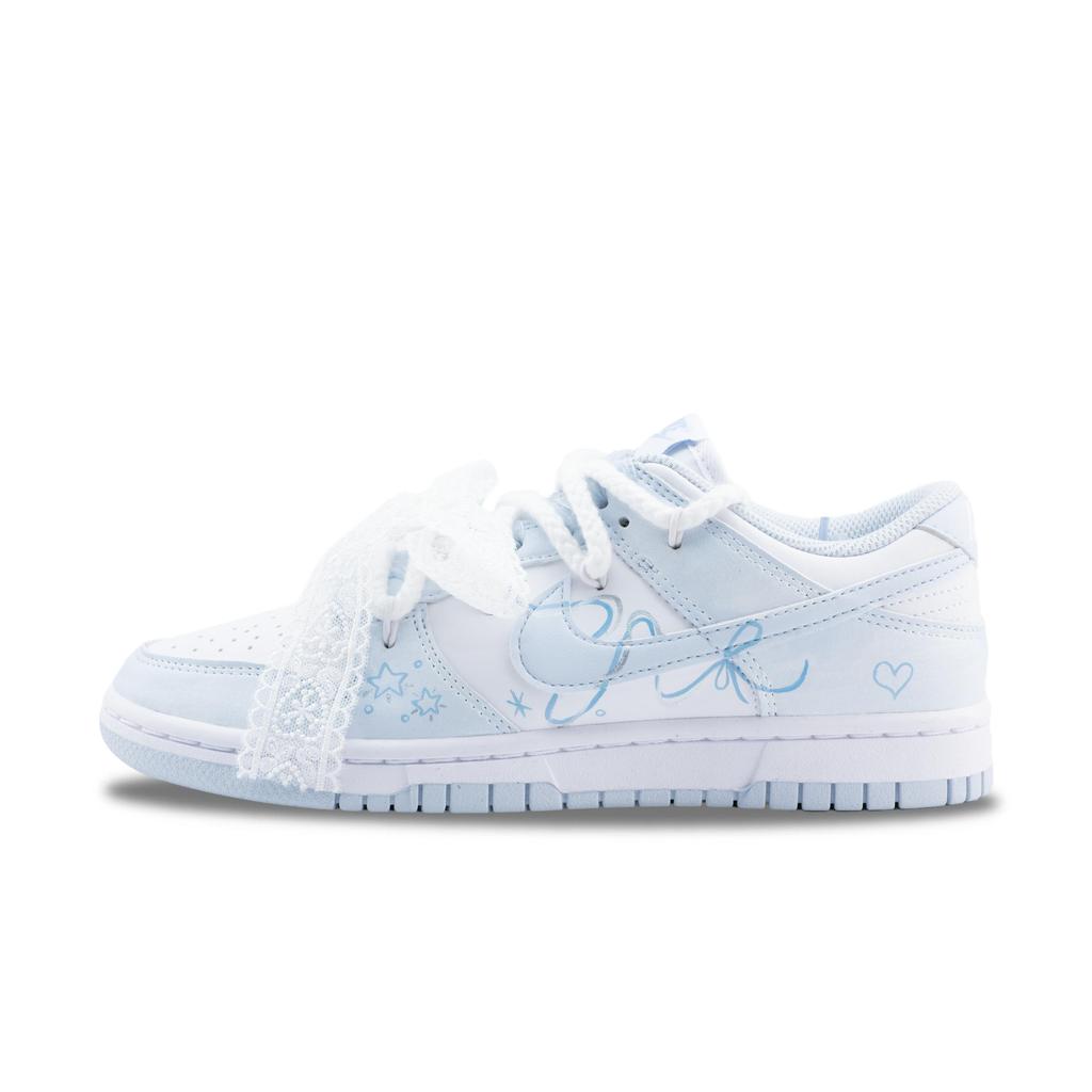 Nike Chaussures de Skateboard Basses Dunk Antidérapantes Résistantes à l'Abrasion Unisexes Bleu Clair IB7311-100(Équipe 626-)