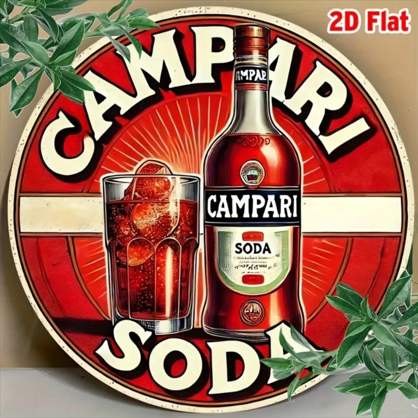 Vintage Campari Soda Metal Tin Sign Round Wall Decor Aluminum Foil Engraving Retro Art Poster 20x20