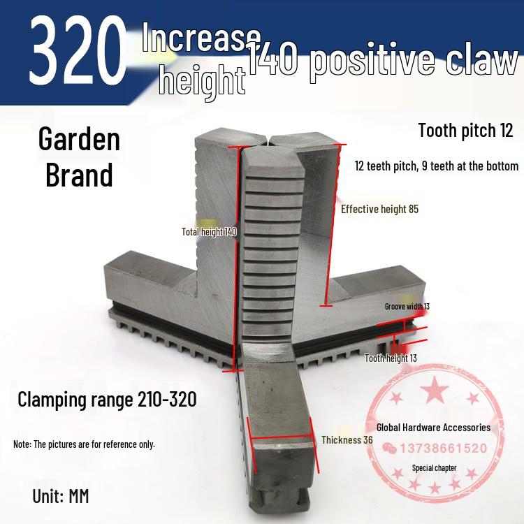 250mm & 500mm Extended Three-Jaw Chuck with Adjustable Jaws