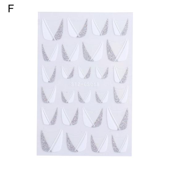 Vivid Images Nail Sliders Delicate Lightweight DIY Glitter French Line Sparkly Oblique Strip Decals