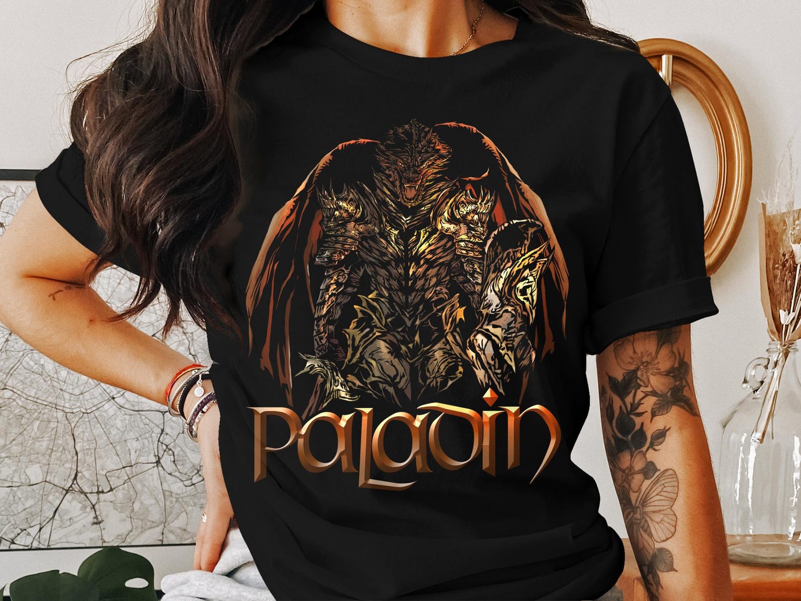 Dragonborn Paladin RPG Gamer T-Shirt, Tabletop Gaming Graphic Tee, Paladin Roleplaying Shirt, Dungeons RPG Tee, Fantasy Game Apparel 4XL