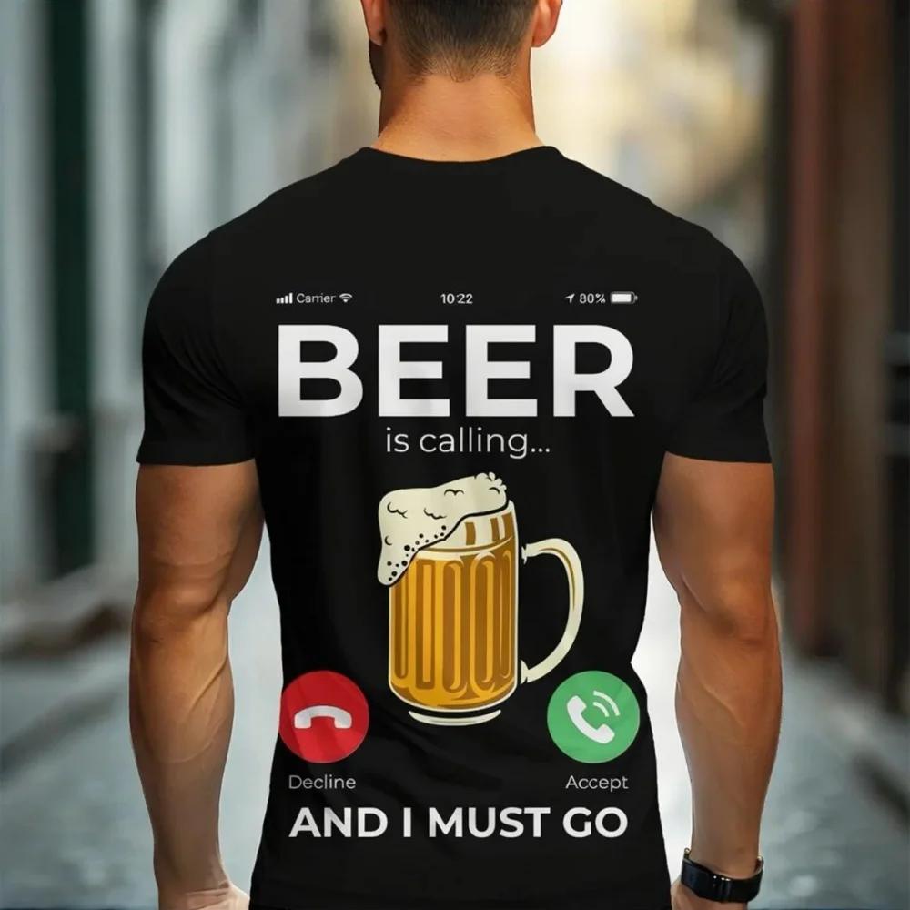 

Summer Mens TShirts Gradient Beer Printed Tops Summer Round Neck Short Sleeve Tops Fashion Leisure Breathable Man Clothing S