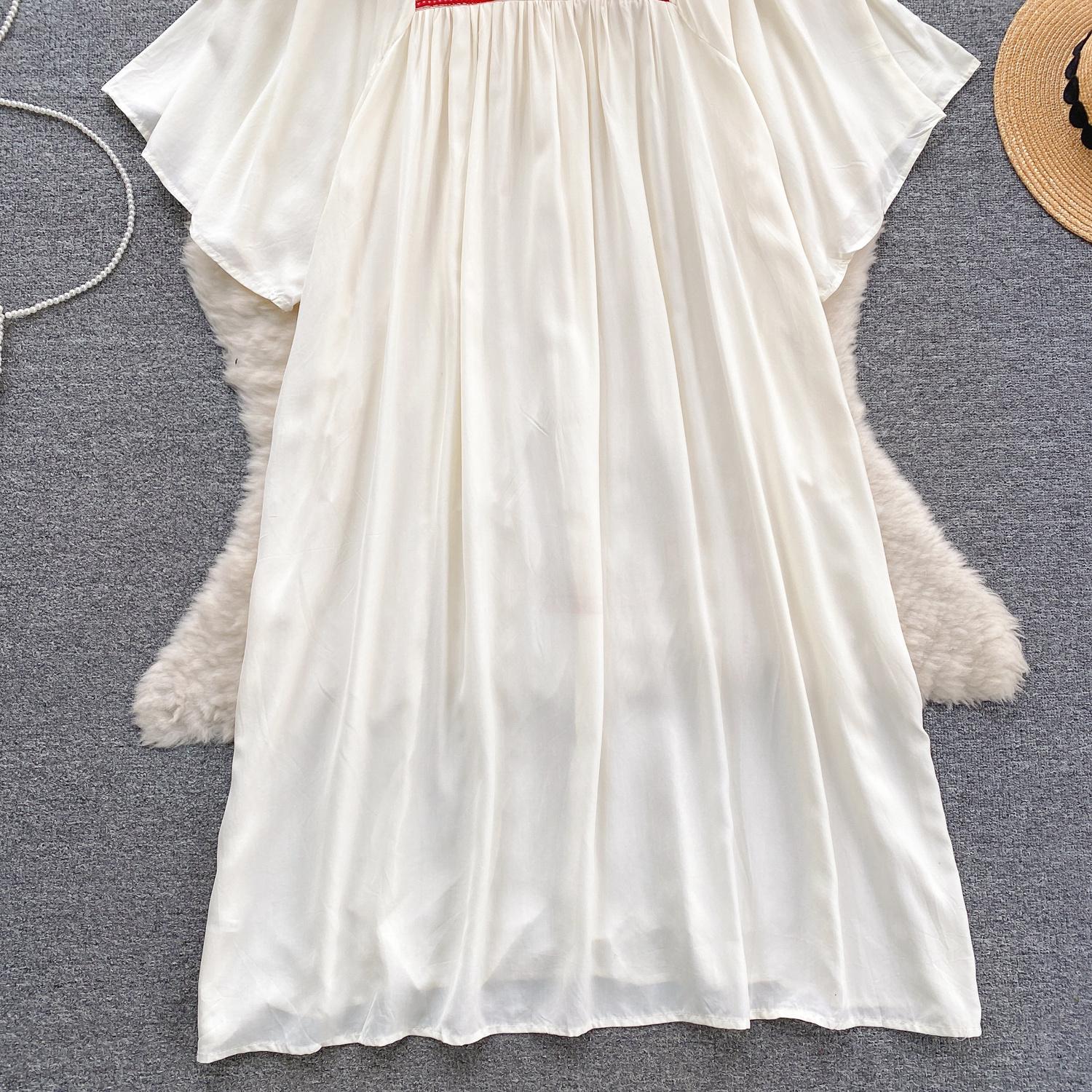 Женские платья Новое поступление V-образный вырез вышитый воланами край длинный — фото 10