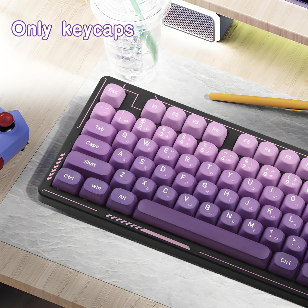 134Keys Japanese Keycaps Gradient Purple PBT Keycaps MOA Profile 5 Side Dye Sublimation DIY Keyboard Key Cap for Cherry Gateron MX Switches Mechanical