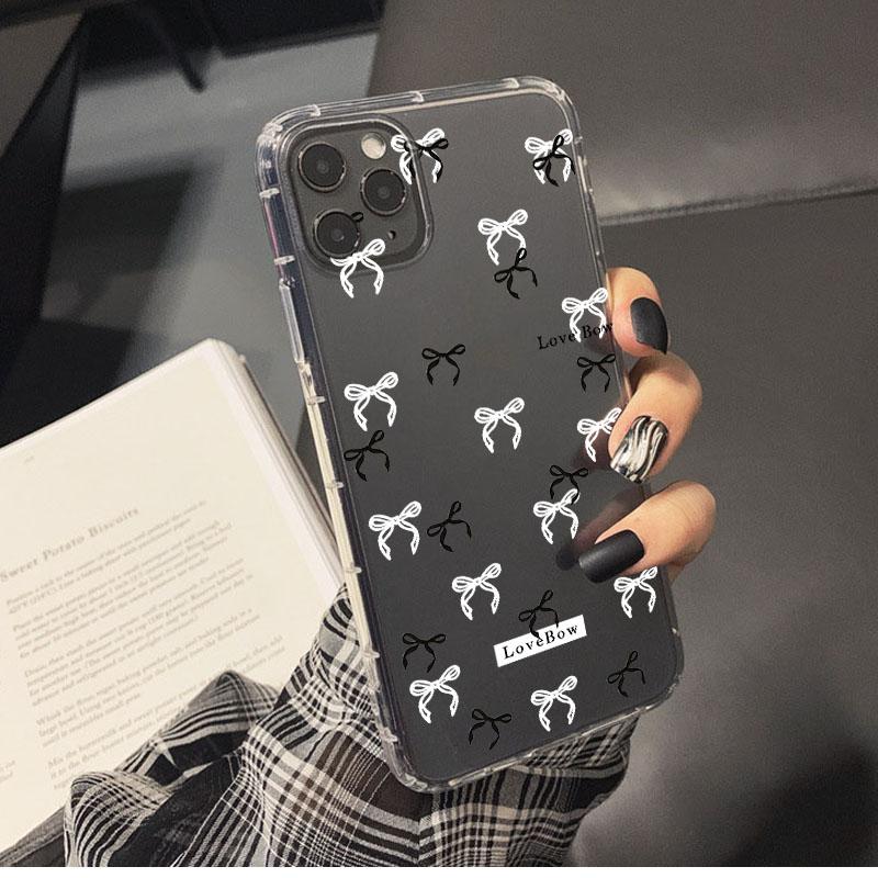Colorful Bow Print Clear Phone Case For iPhone 15 14 13 12 11 Pro Max SE XR X XS 7 8 Plus SE 2 Transparent TPU Shockproof Cover