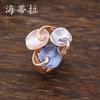 Color Painting Oil Petal Elastic Ring Fashion Premium Ladies Versatile Flower Alloy Diamond