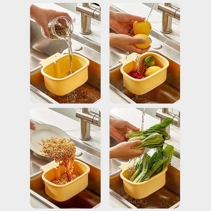 Hanging Sink Drain Basket Kitchen Sink Separation Food Residue Filter Basket Press and Pour Out Not Dirty Hands Storage Baskets