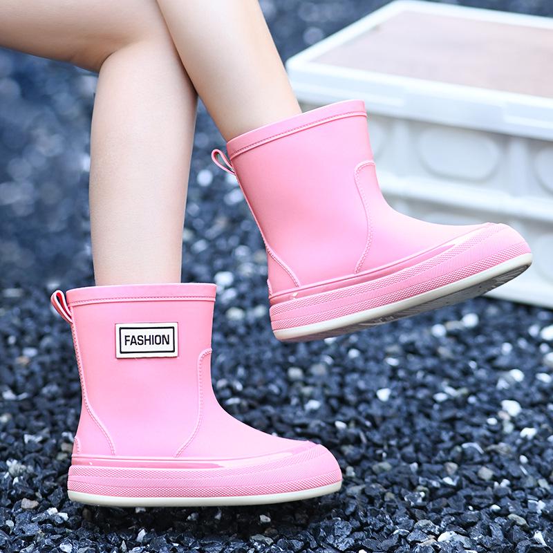 Damen Wasserdichte Verstellbare Mid-Calf Regenstiefel mit Weicher Sohle & Fixierter Kordel