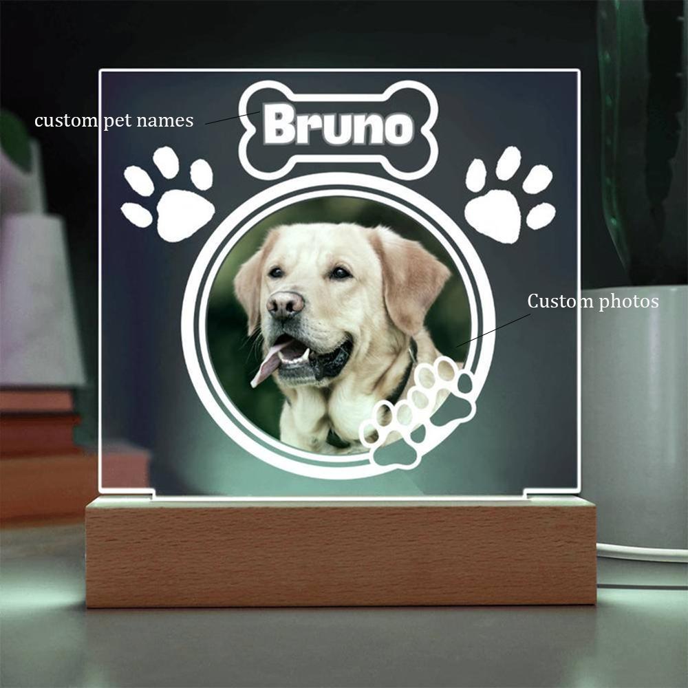 Custom Pet Photo Night Light Pet Growth Memorial Plaque Frame Personalized Custom Pet Picture Ornament Record Life Highlight