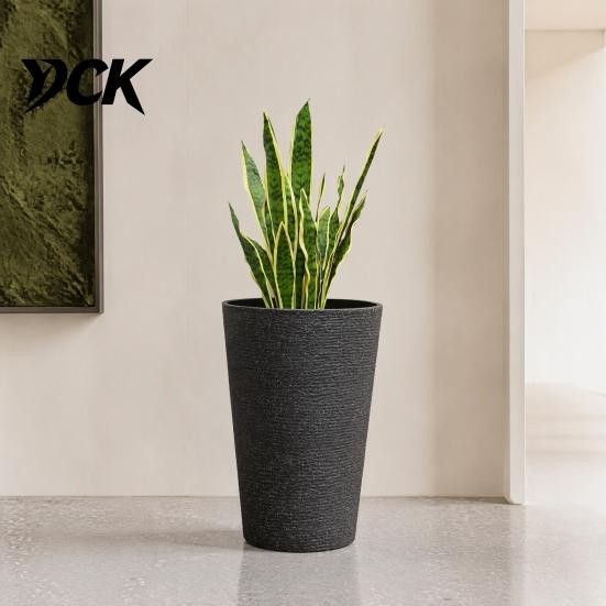 Large Capacity Planter for Tall Plants Round Flower Pot with Drainage Holes, 17 Inch Stone-Look Thickened Composite Plastic Plant Basin Planter,