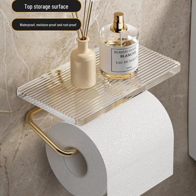 Acrylic Tissue Holder: Punch-Free Wall-Mounted Bathroom Paper Dispenser
