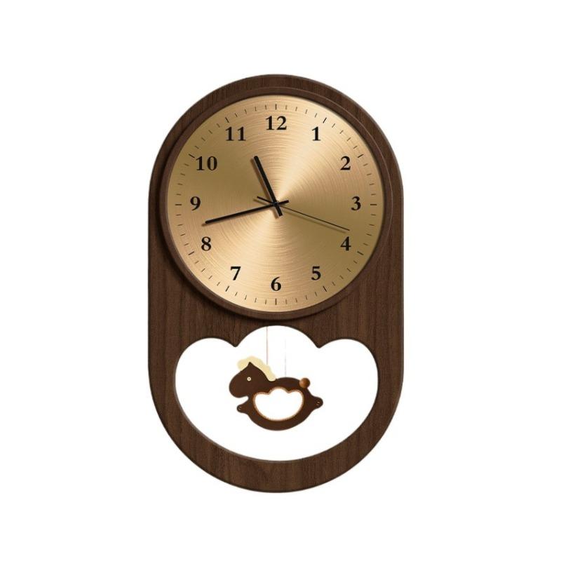 Living Room Wall Clocks Light Luxury Wooden Wall Watch Simple Silence Swing Clocks Entrance Modern Decoration Accessories