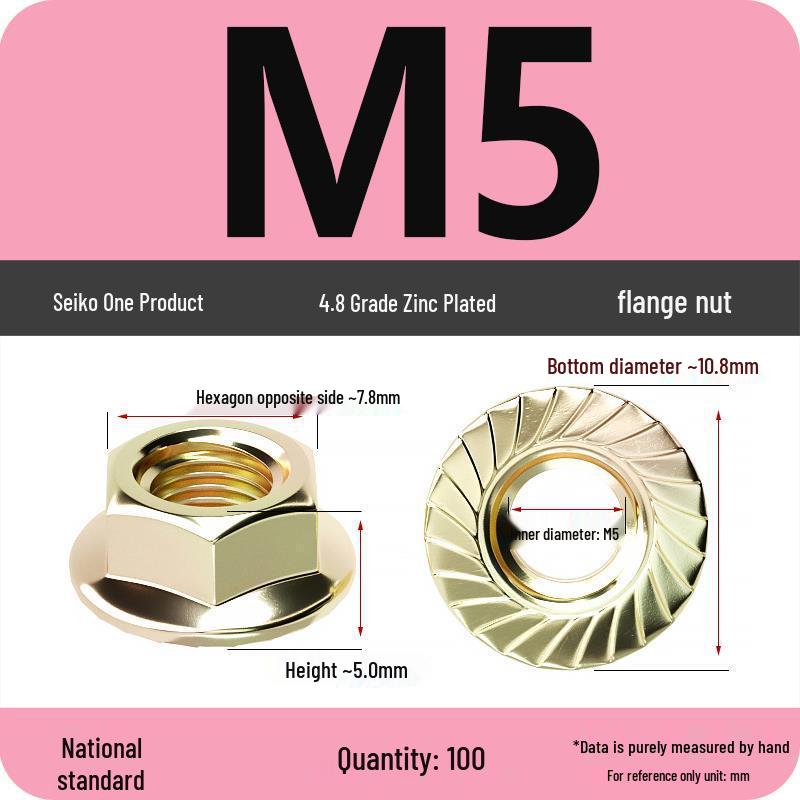 Electroplated Galvanized Anti-Slip Hex Flange Nut with Tooth Washer, M3-M16