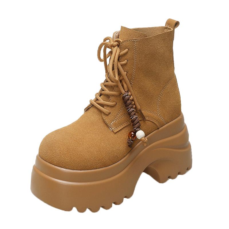Platformlaarsjes, chunky model, nieuw in de collectie korte schoenen voor dames, winter 2026, populaire aanbieding, herfst, hoogwaardige laarsjes, trendy enkellaarsjes voor dames