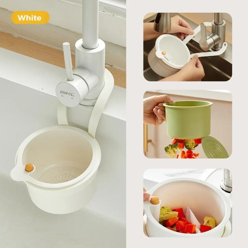 Kitchen Sink Strainer 2 IN 1Stopper One-click Opening Hanging Filter Basket Dishwasher Sink Strainer Quickly Drain Storage Tool