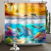 Underwater World Ocean Shower Curtain for Bathroom Seabed Animals Sea Turtle Dolphin Fish Waterproof Bathroom Curtain With Hooks