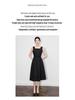 French High-End Square Neck Sleeveless Midi Dress with Waist-Gathering