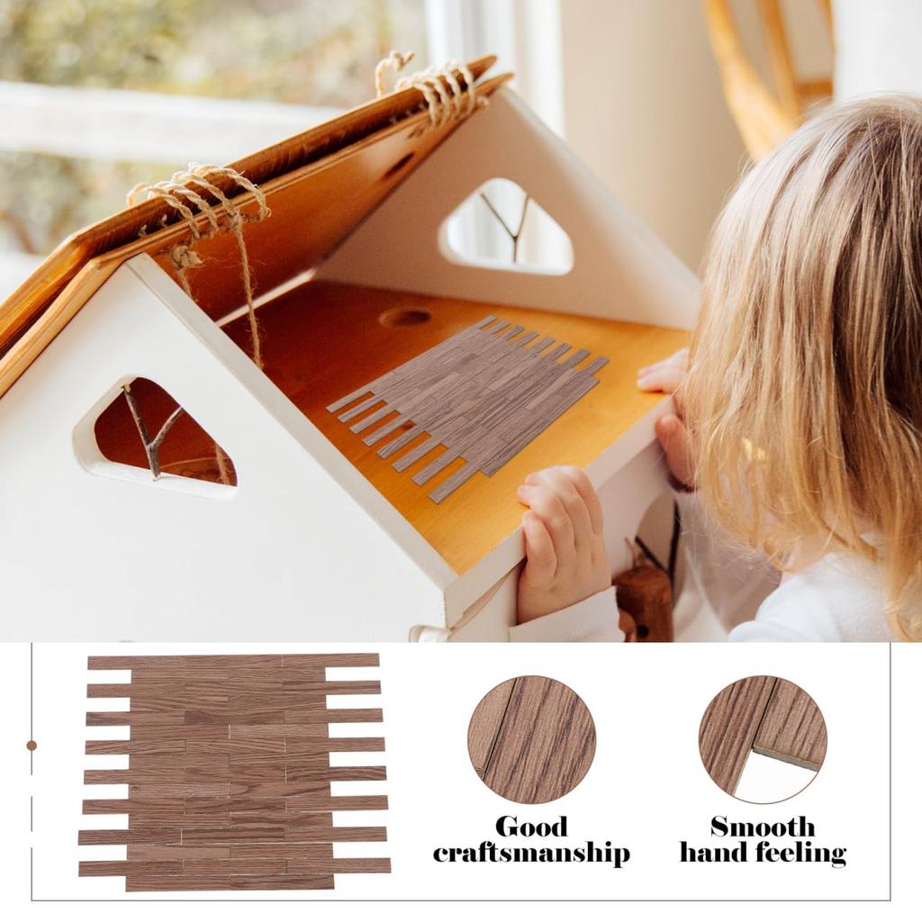 OUNONA 40 Pieces Miniature House Imitation Wood Grain Flooring Boards, 10x0.6x0.08 Inches, Dollhouse Accessories, Model Flooring, DIY Interior Decor
