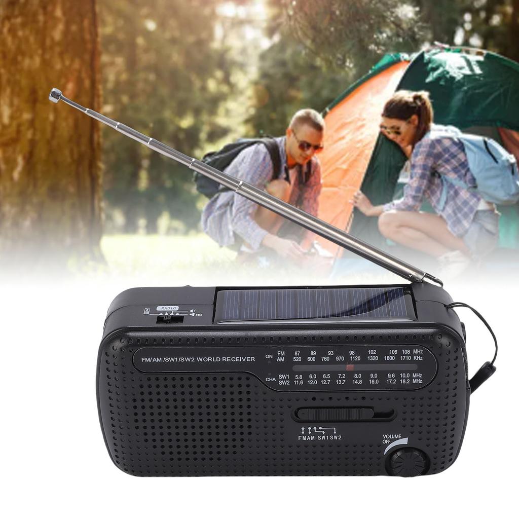 Portable Solar Radio NOAA Weather Hand Crank AM FM Shortwave Emergency Radio with LED Flashlight
