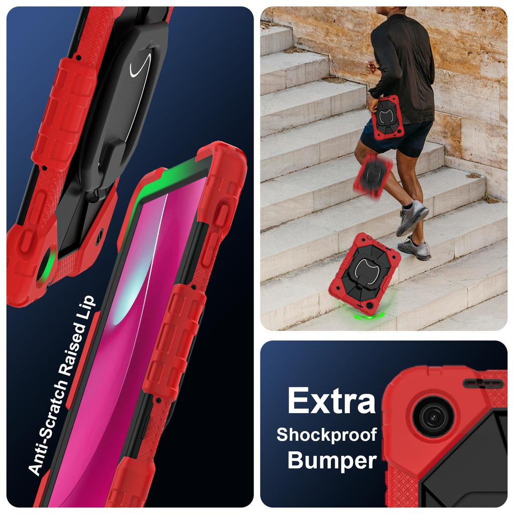Heavy Duty Case for T-Mobile REVVL Tab 2 2025 10.1 Inch Rotatable Handle Grip Rugged Stand Cover Shockproof with Shoulder Strap