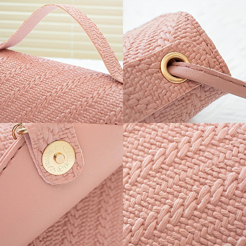 Women's Lightweight Crossbody Bag with Detachable Shoulder Strap & Accents - Minimalist Solid Color Handbag