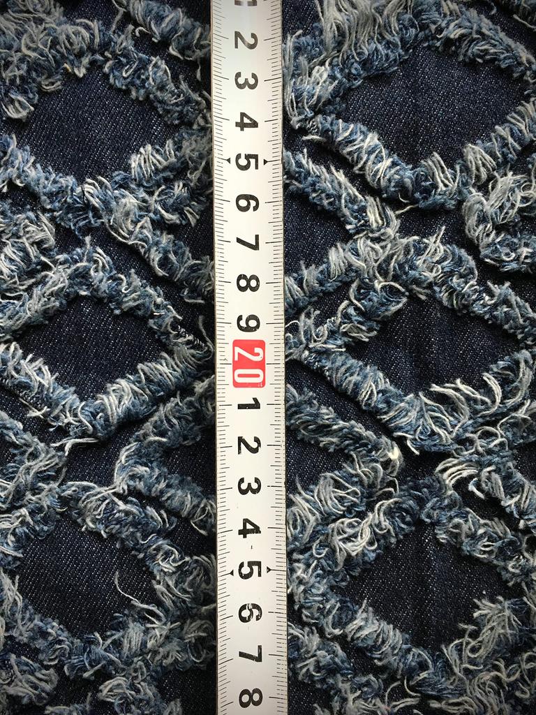 Fringe Diamond Denim Handmade Denim Thin Cotton Denim Fabric Scraps Fabric, Remnants, Fabric, (Dark Navy, 50cm)