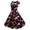 Women Vintage Short Sleeve Christmas 1950s Housewife Evening Party Prom Dress
