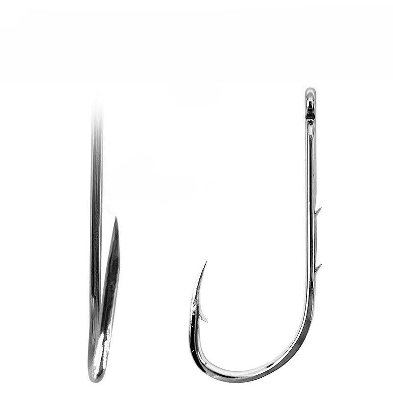 Carbon Steel Hawkbill Tide Hook Double Back Barbed Crooked Beak Fish Hook Straight Shank Hook Single Hook Fishing Tackle 3#