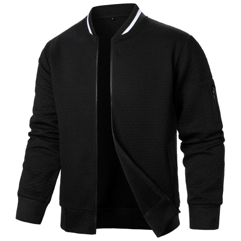 Mens Casual Jacket Loose Fit Lightweight Jacket Varsity Bomber Jacket with Zipper Outdoor Streetwear Stand-up Collar Sweatshirts