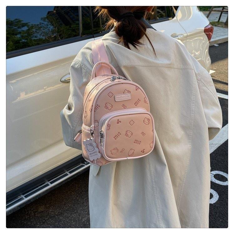 Hello Kitty Girl Backpack With Pu Material And Large Capacity For Daily Use