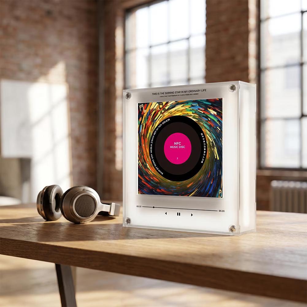 Rotating Disc Night Light with NFC- Music Player, Magnetic Fridge, Acrylic Decorative Ornament