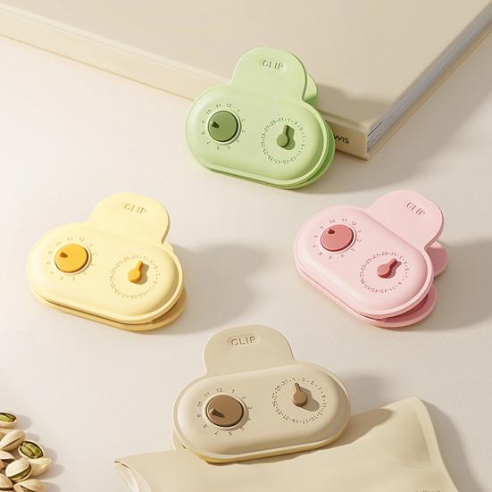 5Pcs Magnetic Food Bag Clips with Timer Reusable Sealing Clips for Chips Snacks Cute Cloud Shape Kitchen Snack Saver Freshness Preserver