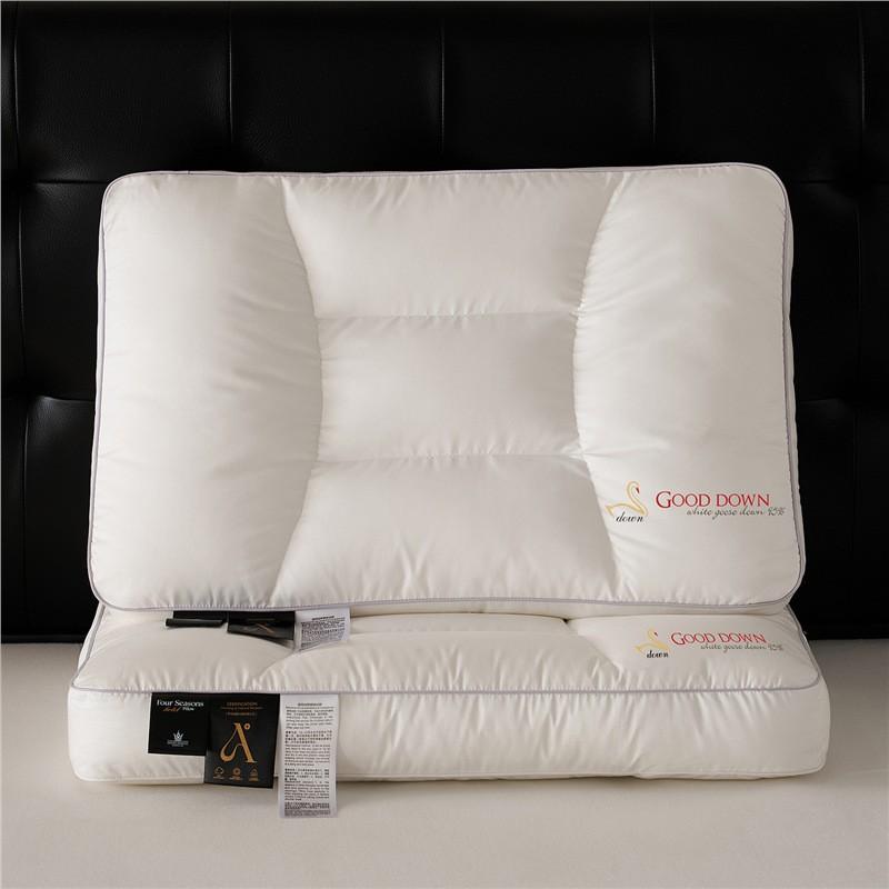 Premium Goose Down Pillow Side Sleepers Cervical Support 85% Fill Power Ultra Soft Hypoallergenic Bedding
