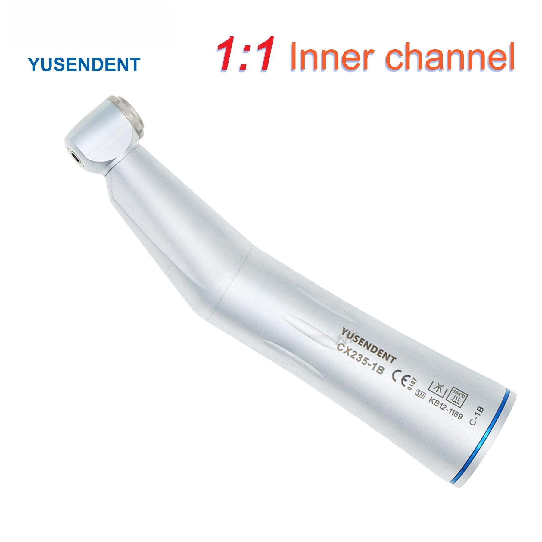 

YUSENDENT COXO Dental 1:1 Direct Drive Push Button Contra Angle Low Speed Handpiece Inner Water CX235-1B серебряный